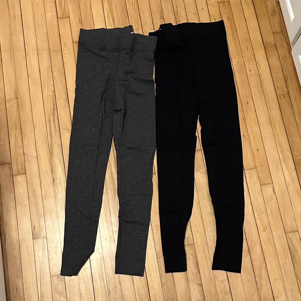 Seamless High-Waist Kids Leggings — Black & Charcoal